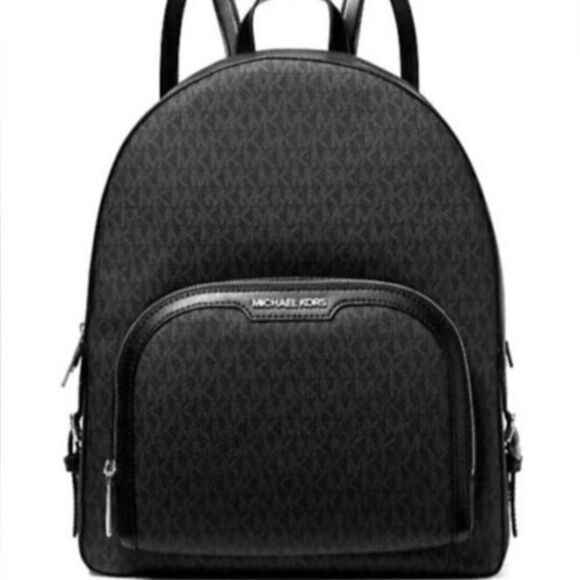 New Michael Kors Jaycee Large Logo Backpack Black - Picture 1 of 4